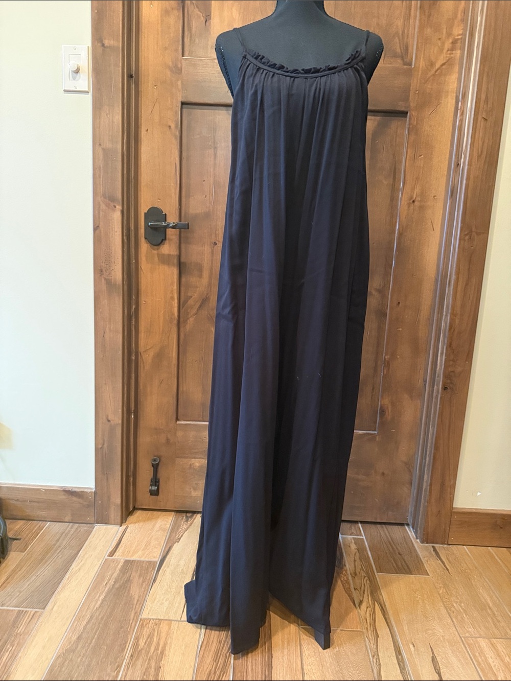 Flowing Black Maxi palooza jumper suit with Spaghetti Straps